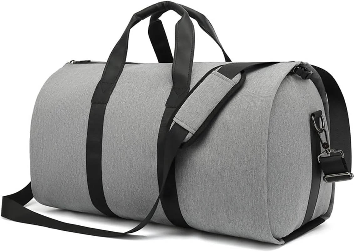 2 In 1 Hanging Suitcase Suit Business Travel Bag, Waterproof Convertible Travel Garment Bag, Carry on Garment Duffel Bag (Grey)