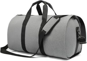 2 In 1 Hanging Suitcase Suit Business Travel Bag, Waterproof Convertible Travel Garment Bag, Carry on Garment Duffel Bag (Grey)