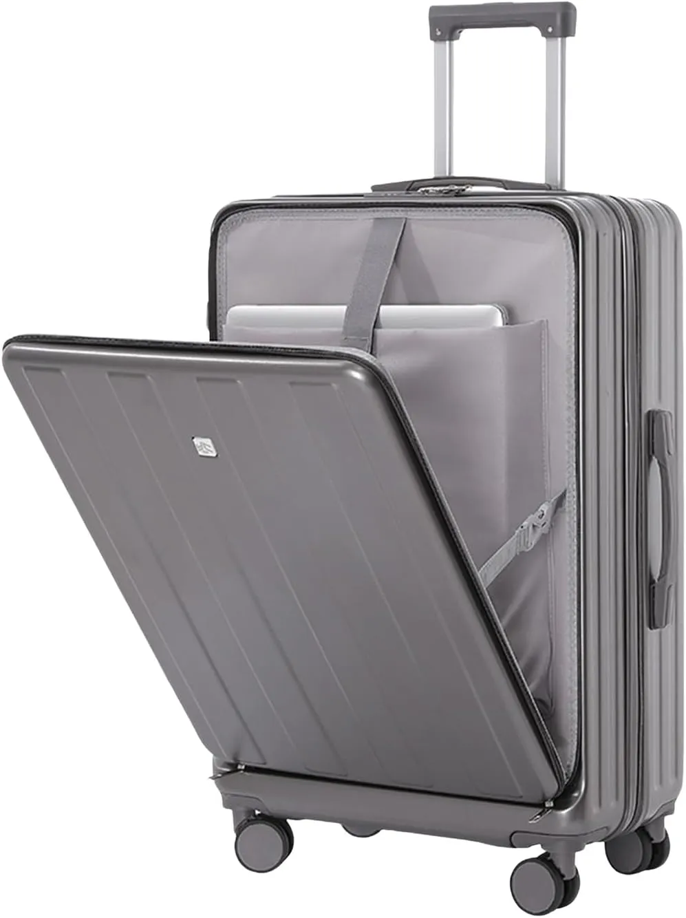 20 Inch Carry on Luggage, TSA Approved, Hardshell Travel Suitcase with Silent Spinner Wheels & USB Charging, Cup Holder, Front Opening