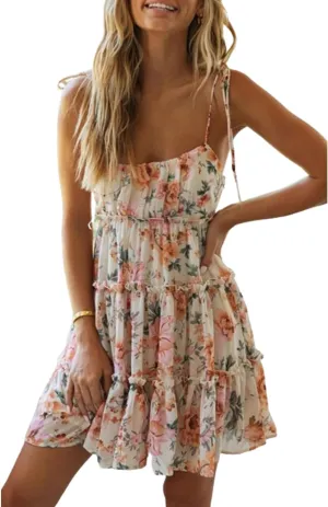2024 New Women's Summer Printed Suspender Mini Dress,Summer Floral Mini Dress,Women's Boho Floral Mini Dress