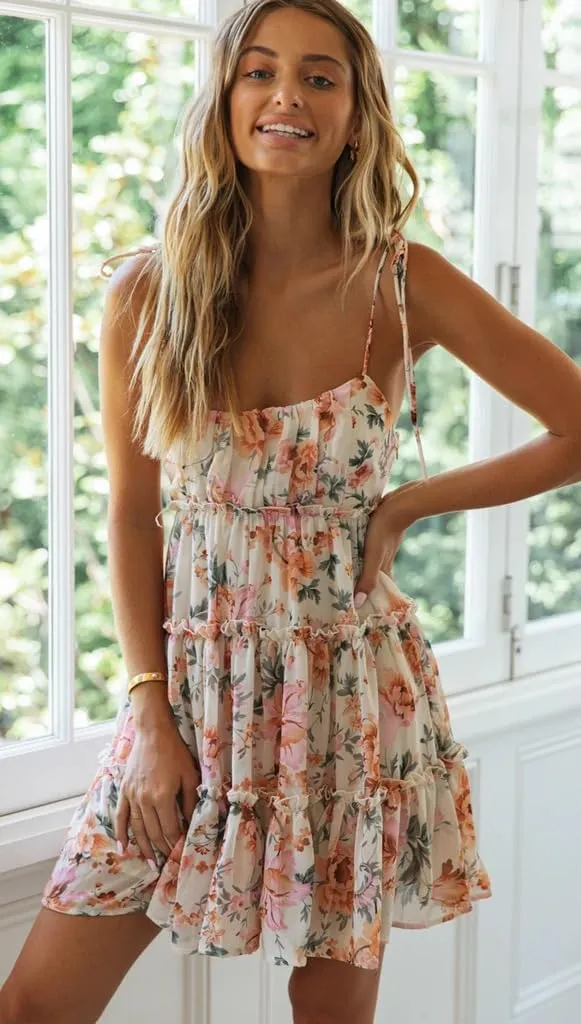 2024 New Women's Summer Printed Suspender Mini Dress,Summer Floral Mini Dress,Women's Boho Floral Mini Dress
