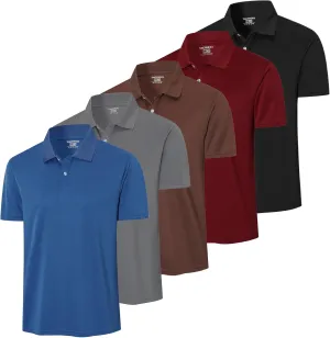 5 Pack Men's Mesh Athletic Polo Shirt Quick Dry Golf Moisture Wicking Active Short Sleeve Workout Training