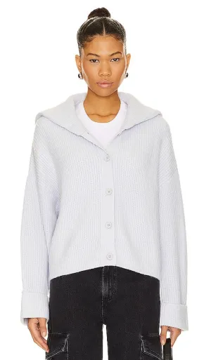 525 Suzanne Chunky Collar Cardigan in Baby Blue