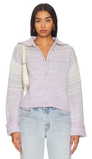 525 Suzanne Ombre Chunky Collar Cardigan in Lavender