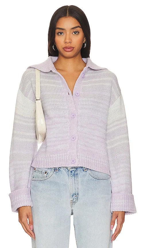 525 Suzanne Ombre Chunky Collar Cardigan in Lavender