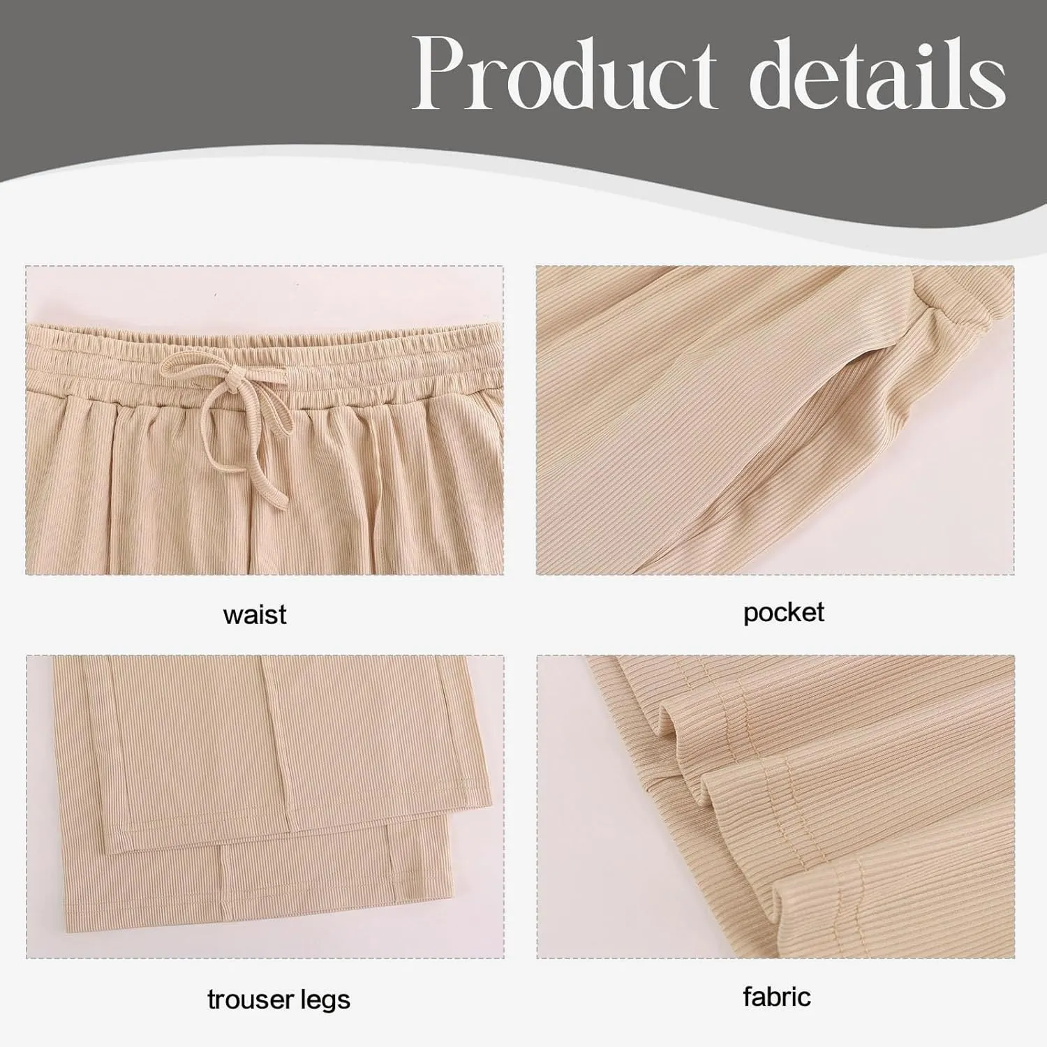 ALSOGO Womens Wide Leg Pants Casual Elastic High Waisted Pants Loose Straight Leg Pants Drawstring with Pockets