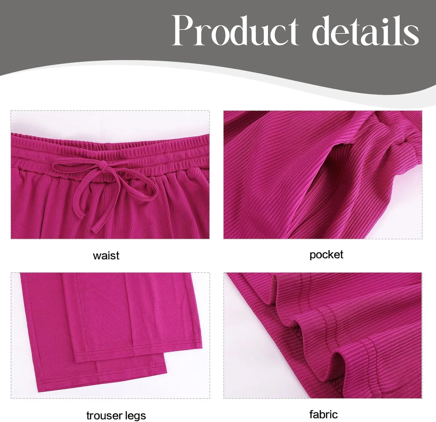 ALSOGO Womens Wide Leg Pants Casual Elastic High Waisted Pants Loose Straight Leg Pants Drawstring with Pockets