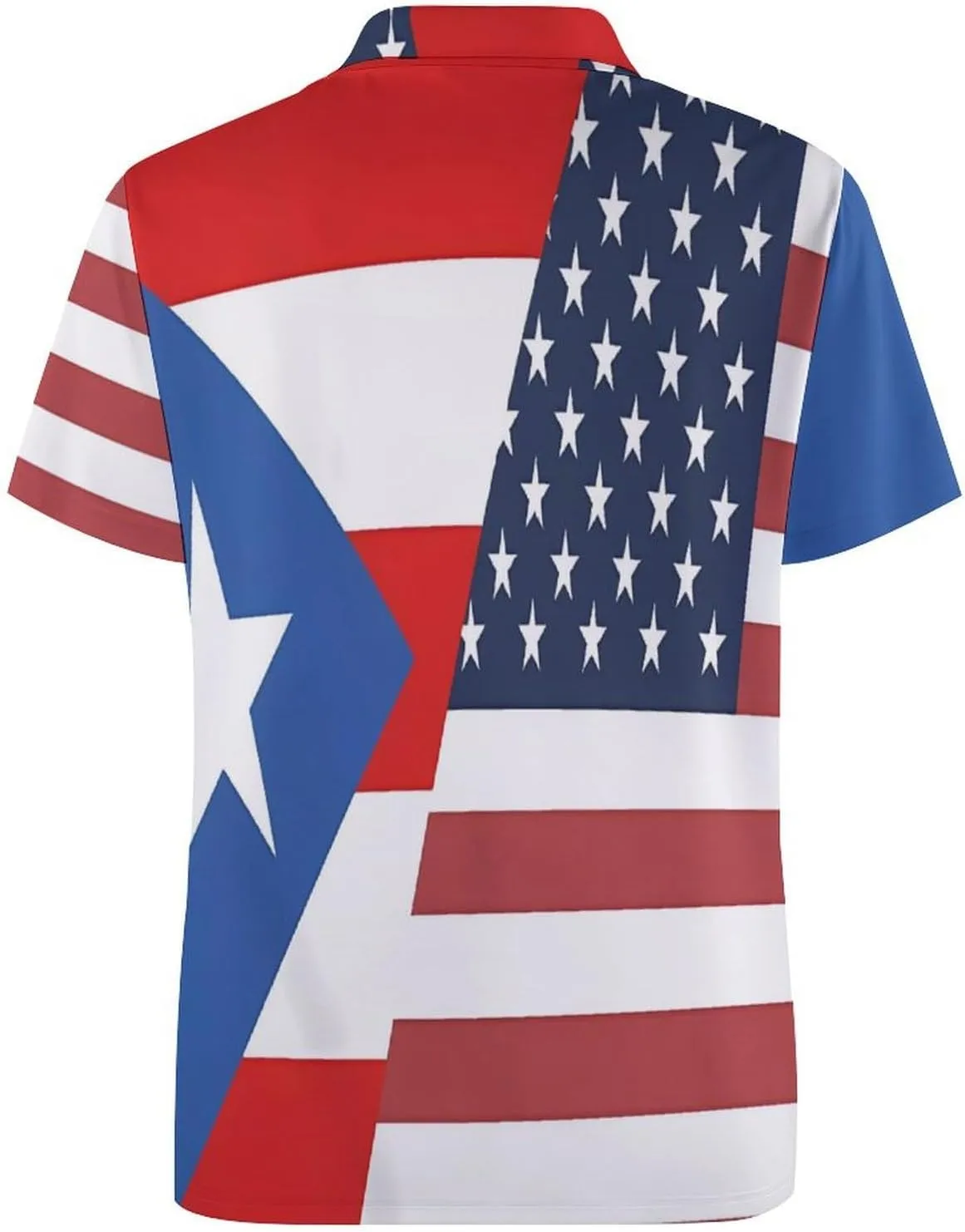 American P.R. State Flag Mens Polo Shirts Quick Dry Short Sleeve Golf Slim Fit T Shirt