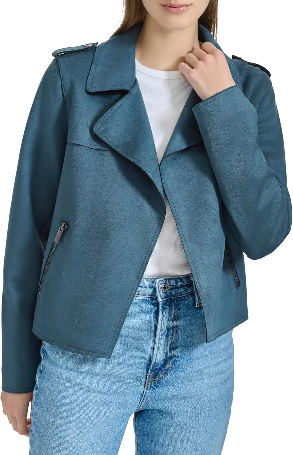 Andrew Marc Women's Faux Suede Moto Jacket