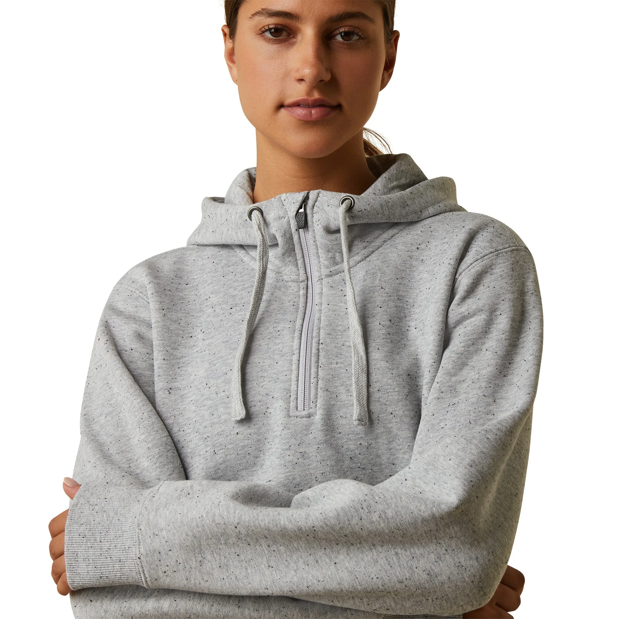 Ariat® Ladies Rebar Skill Set Heather Grey 1/2 Zip Hoodie 10043546