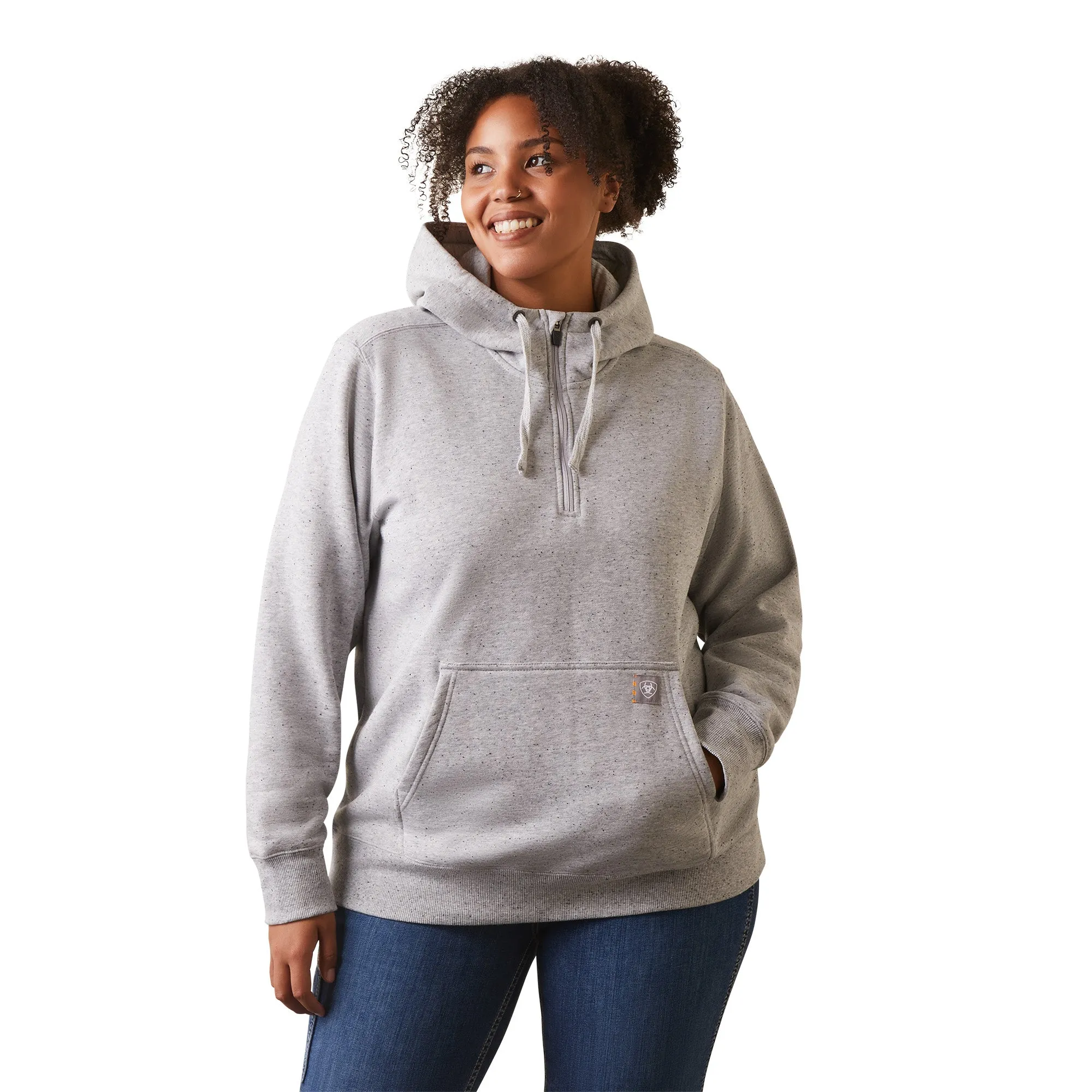 Ariat® Ladies Rebar Skill Set Heather Grey 1/2 Zip Hoodie 10043546