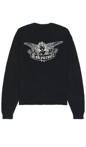 Askyurself Angel Cropped Chunky Knit Sweater in Black