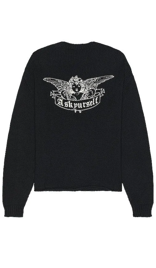 Askyurself Angel Cropped Chunky Knit Sweater in Black