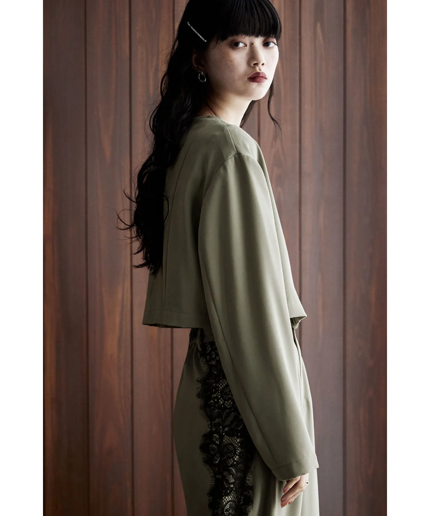 Asymmetry design jacket & Side lace pants SET UP