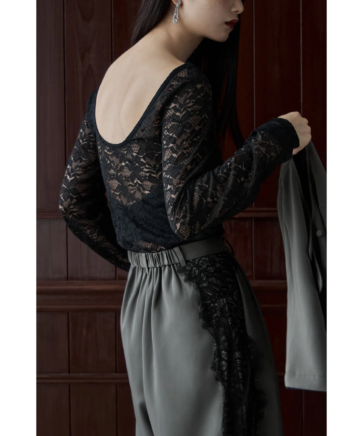 Asymmetry design jacket & Side lace pants SET UP