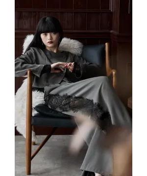 Asymmetry design jacket & Side lace pants SET UP
