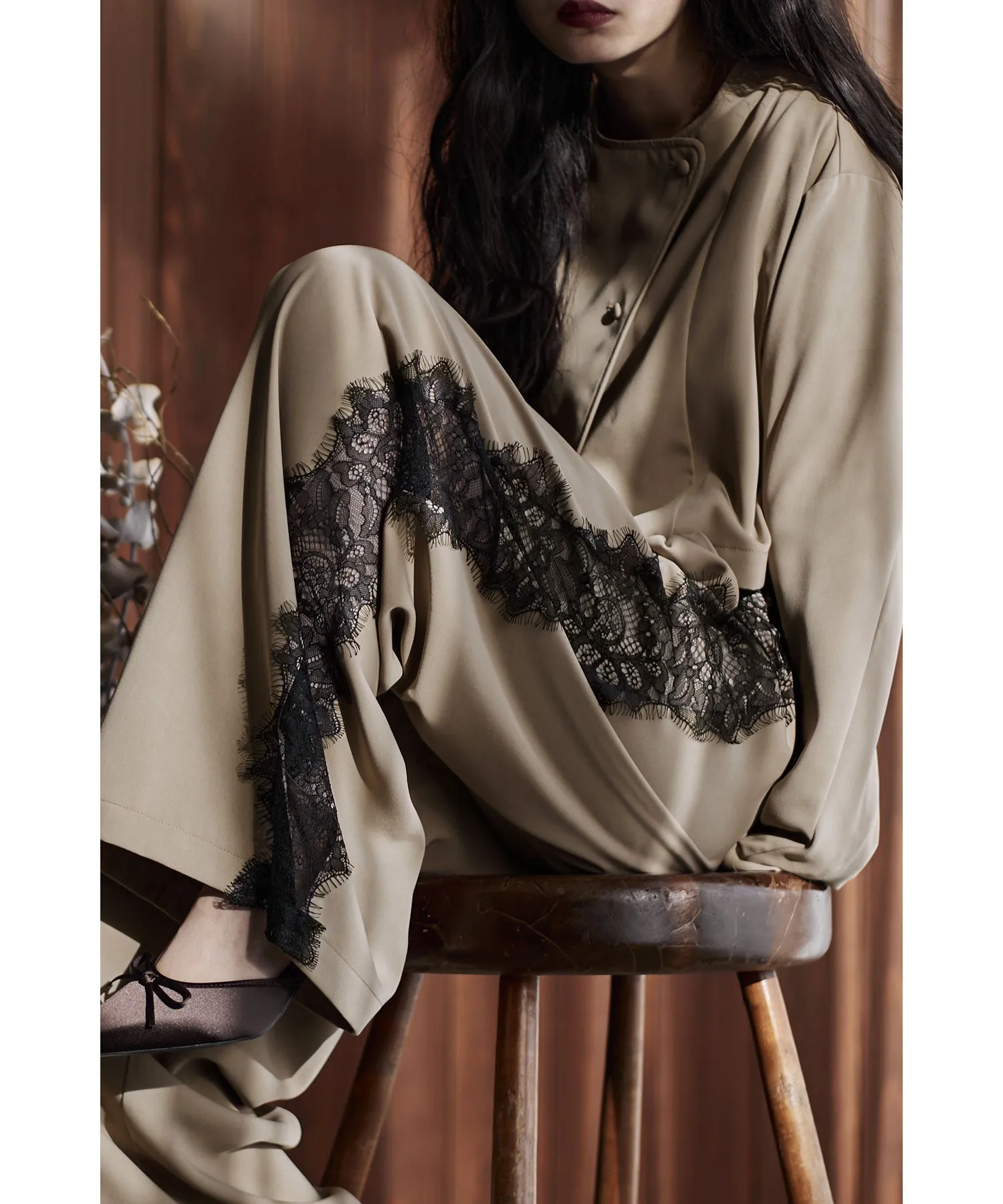 Asymmetry design jacket & Side lace pants SET UP