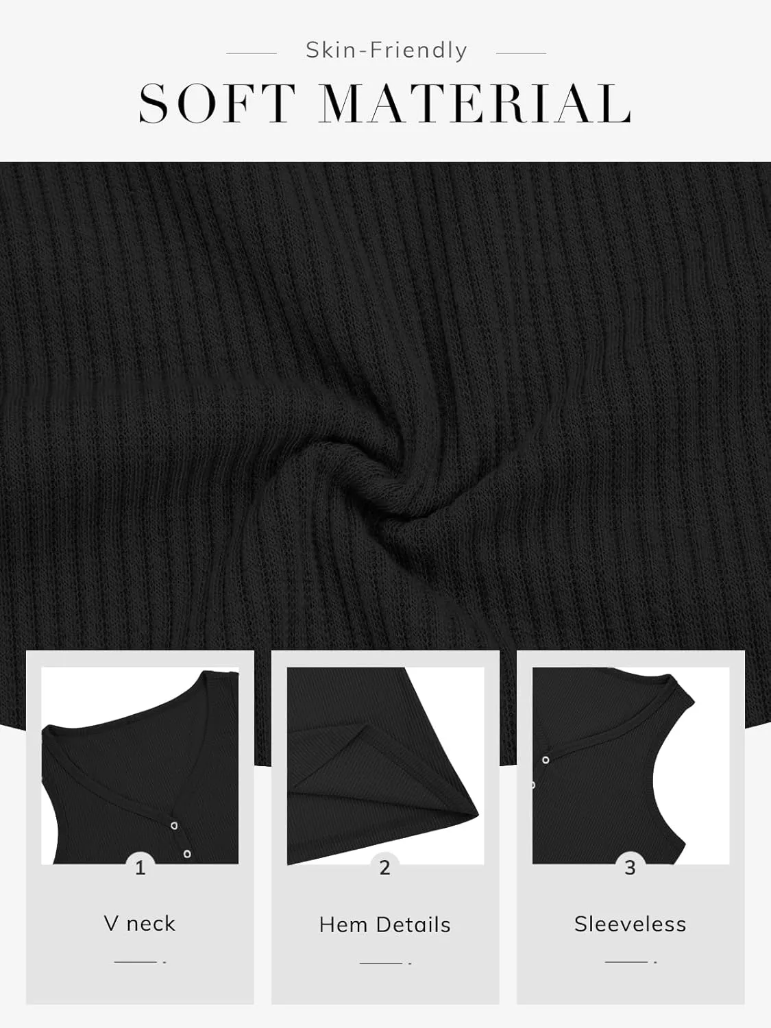ATHMILE Womens Tank Tops Summer V Neck Sleeveless Ribbed Button Casual Henley Basic Shirts