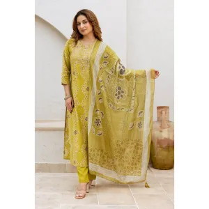 Autumnlane Gauri Shamrock Work Suit Kurta Pant & Dupatta (Set of 3)