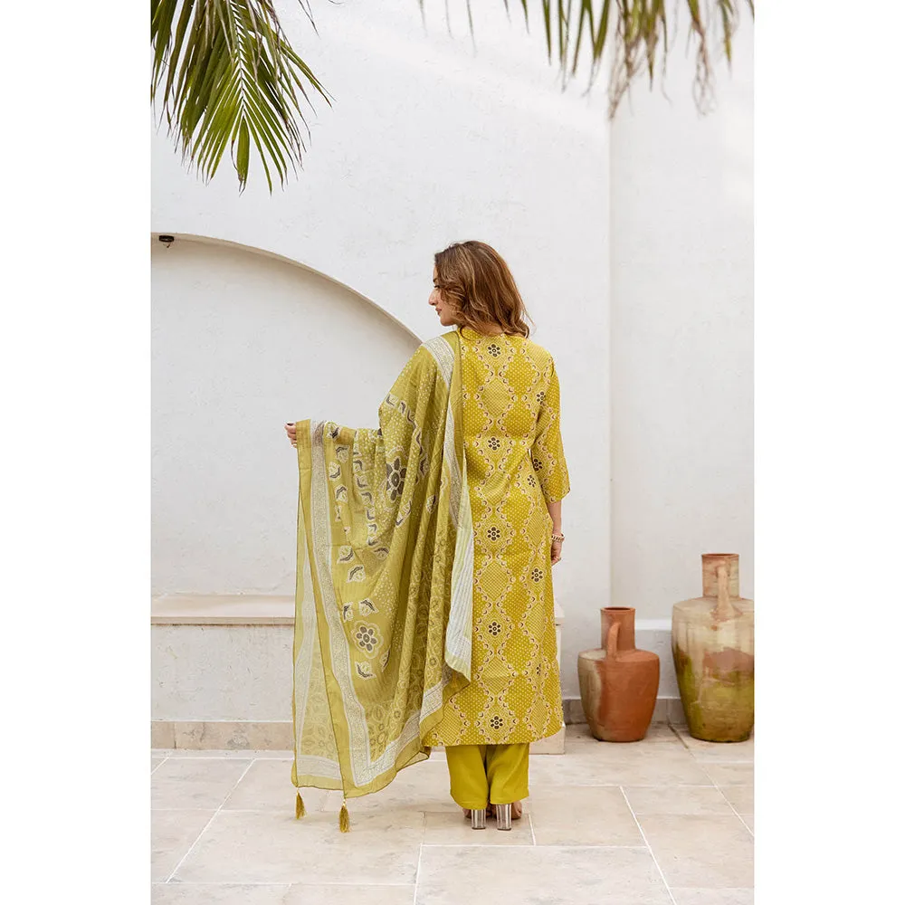 Autumnlane Gauri Shamrock Work Suit Kurta Pant & Dupatta (Set of 3)