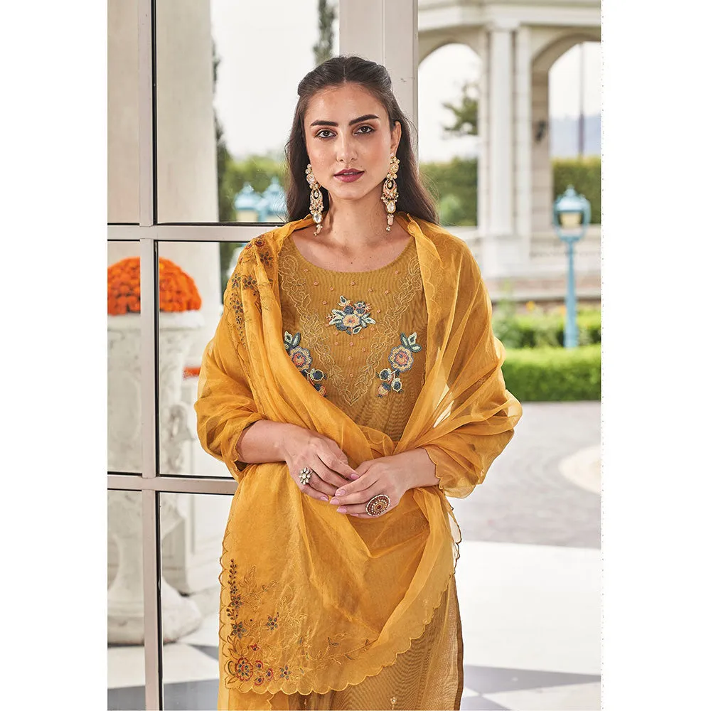 Autumnlane Grishma Yellow Handwork & Embroidery Kurta (Set of 3)