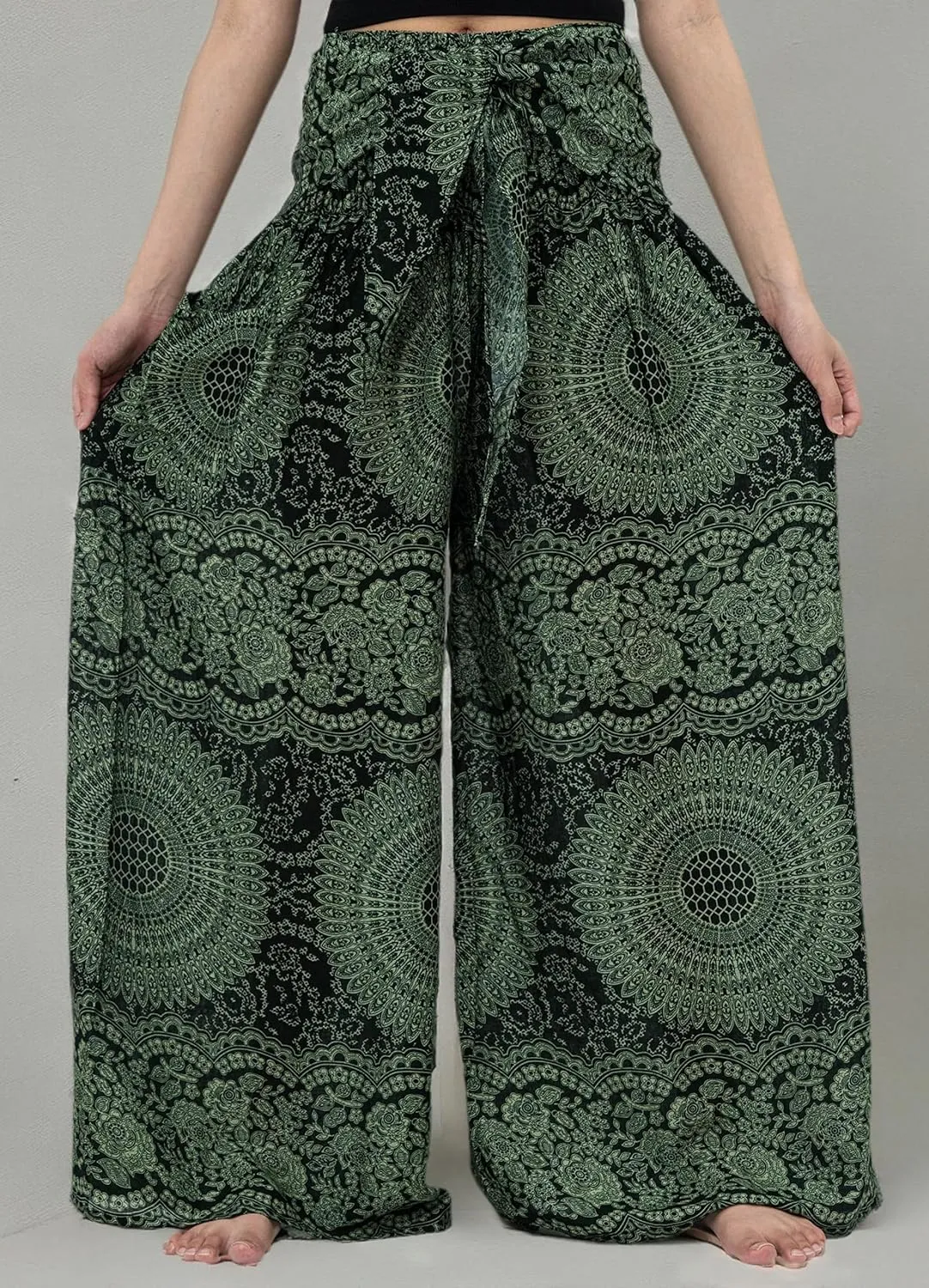 B BANGKOK PANTS Women's Boho Palazzo Pants Yoga Wide Leg Pants