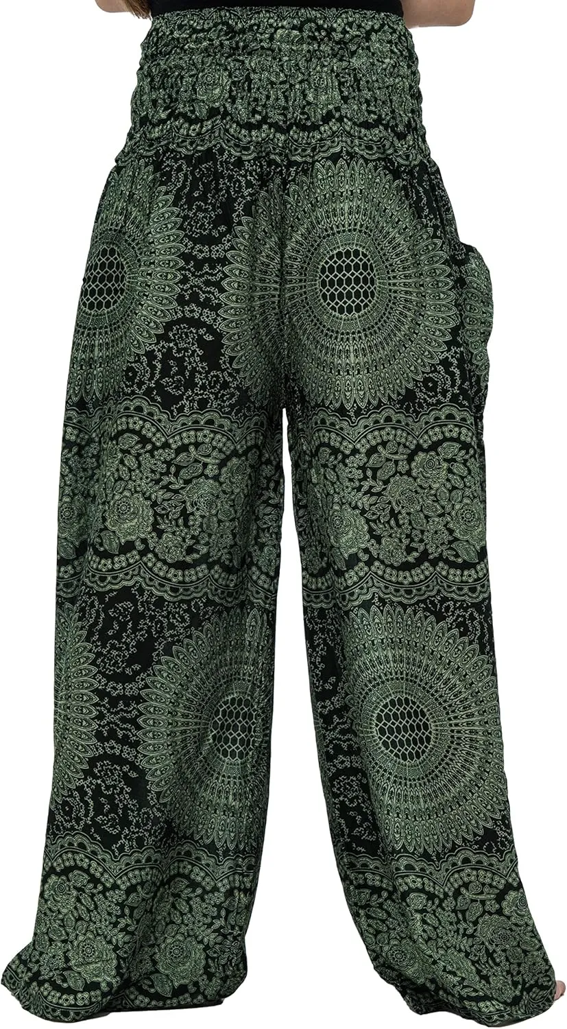 B BANGKOK PANTS Women's Boho Palazzo Pants Yoga Wide Leg Pants