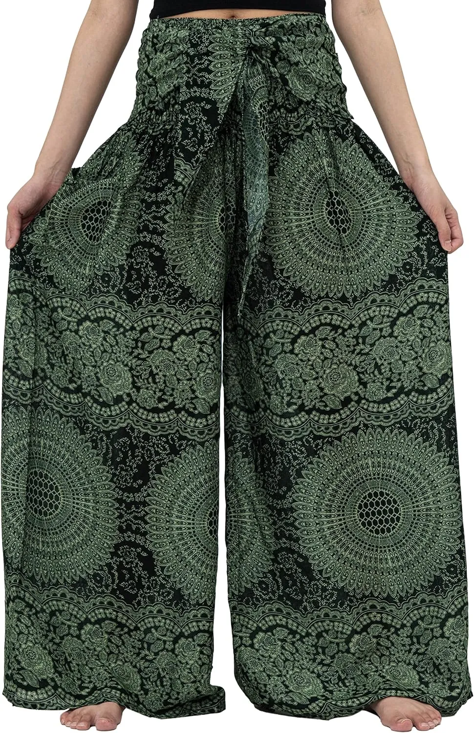 B BANGKOK PANTS Women's Boho Palazzo Pants Yoga Wide Leg Pants