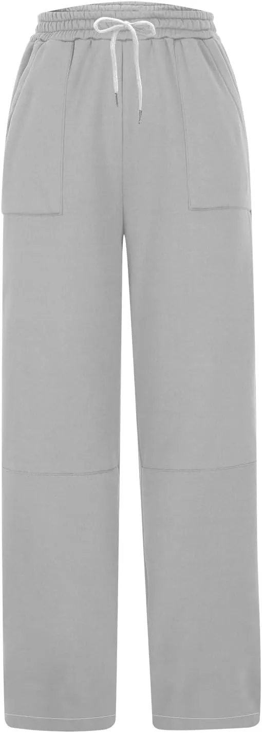 Baggy Sweatpants Women Sherpa Fleece Lined Pants Thick Sweatpants High Waist Wide Leg Pants Drawstring Trousers Pocket