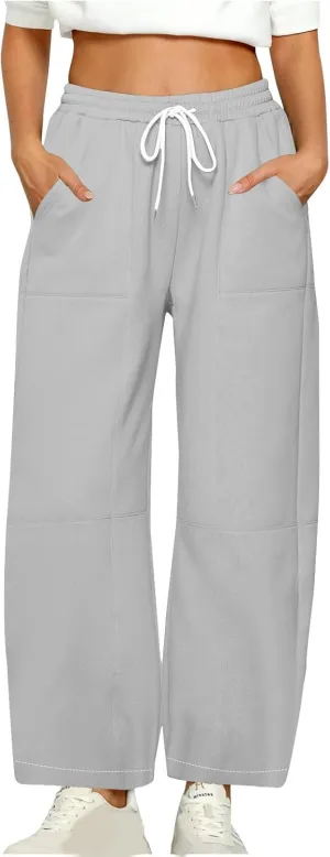 Baggy Sweatpants Women Sherpa Fleece Lined Pants Thick Sweatpants High Waist Wide Leg Pants Drawstring Trousers Pocket