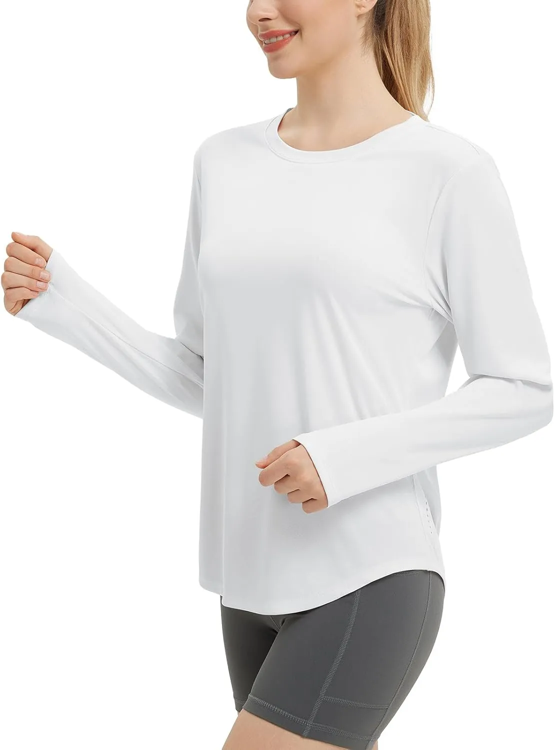 baleaf Long Sleeve Workout Tops for Women Sun Protection Shirts Running Athletic Lightweight UPF50  Quick Dry