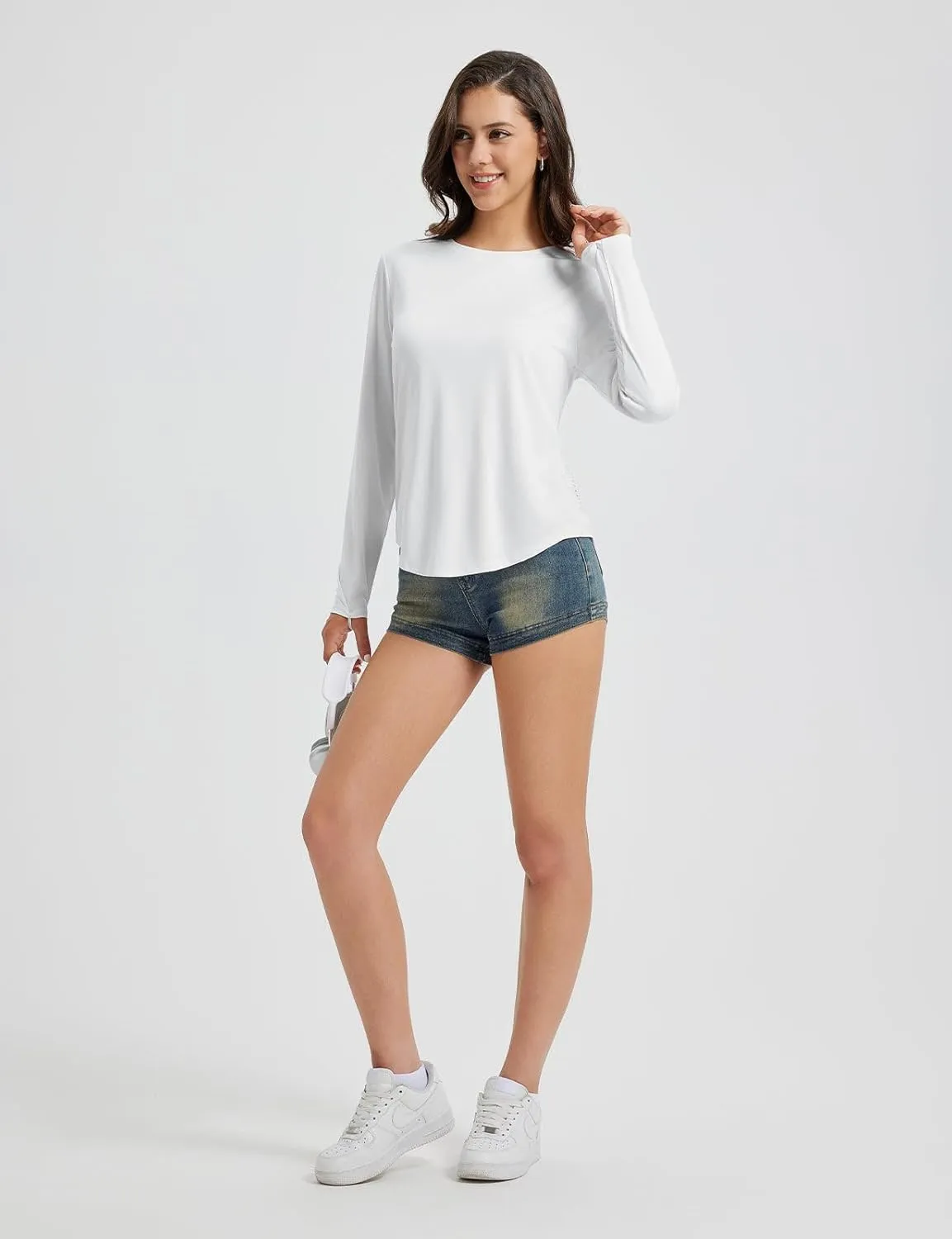 baleaf Long Sleeve Workout Tops for Women Sun Protection Shirts Running Athletic Lightweight UPF50  Quick Dry