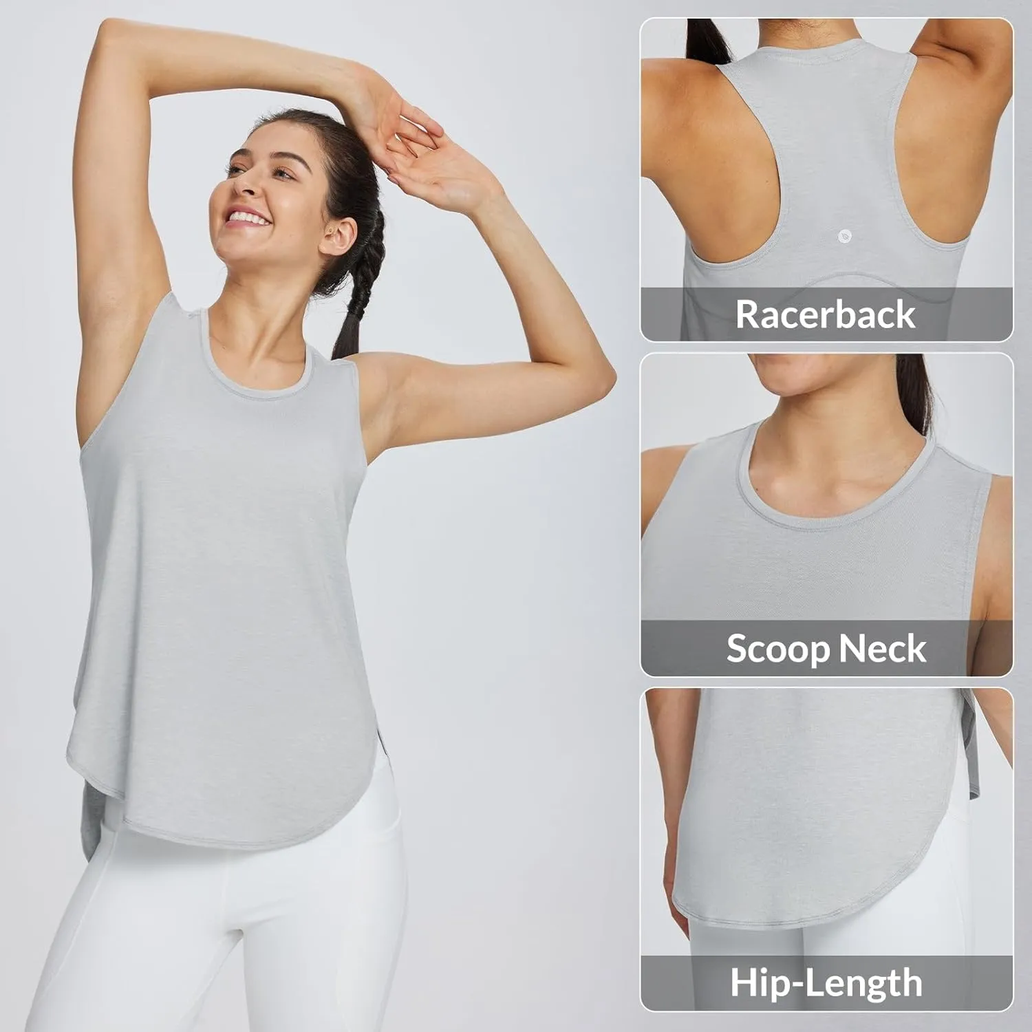 baleaf Women's Workout Tank Tops Loose Fit Racerback Top Sleeveless Shirts Lightweight Yoga Athletic Gym Running