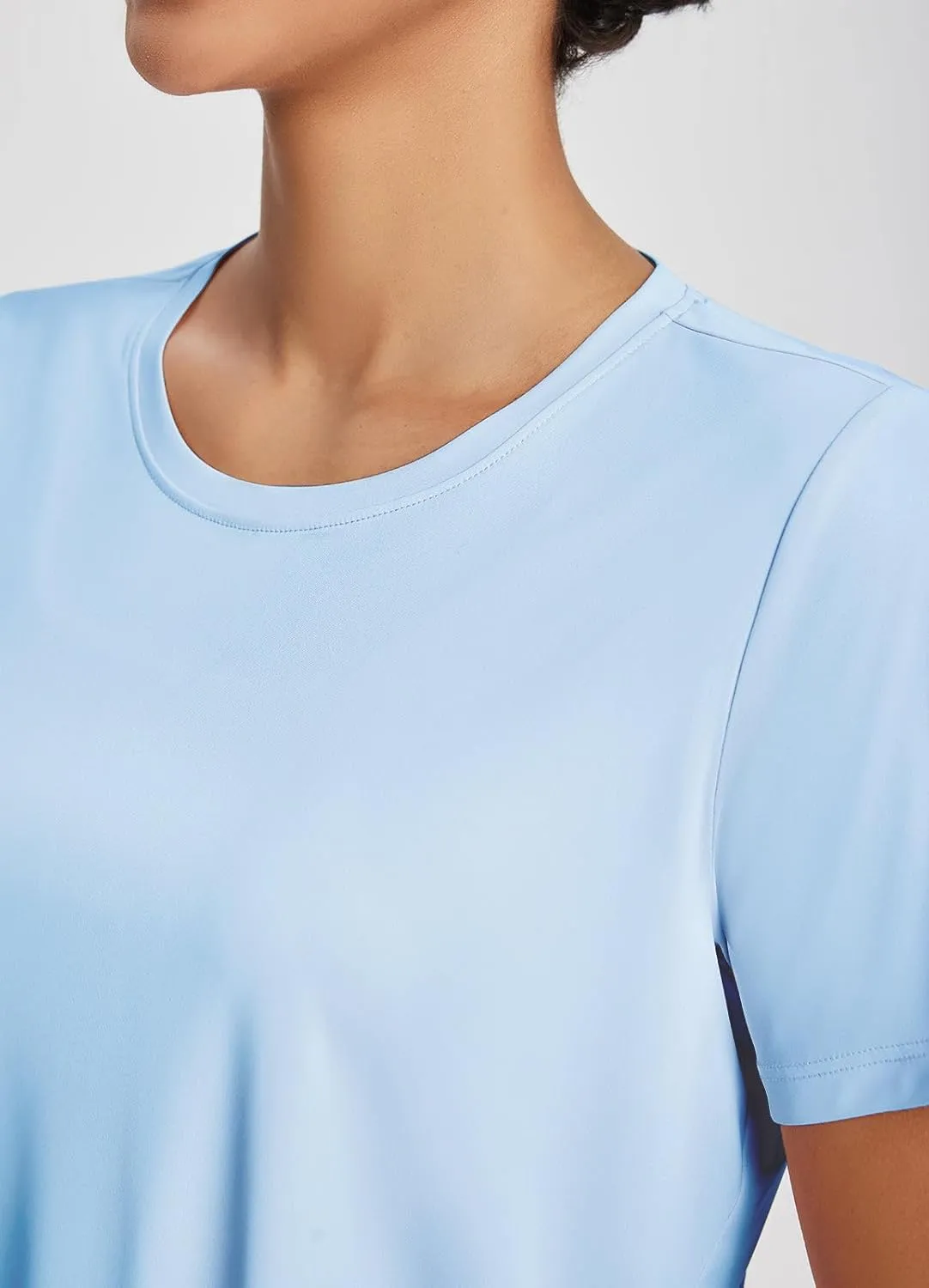 baleaf Women's Workout Tops Athletic Shirts Cropped Short Sleeve Split Back Running Gym Quick Dry Sun Protection UPF 50 