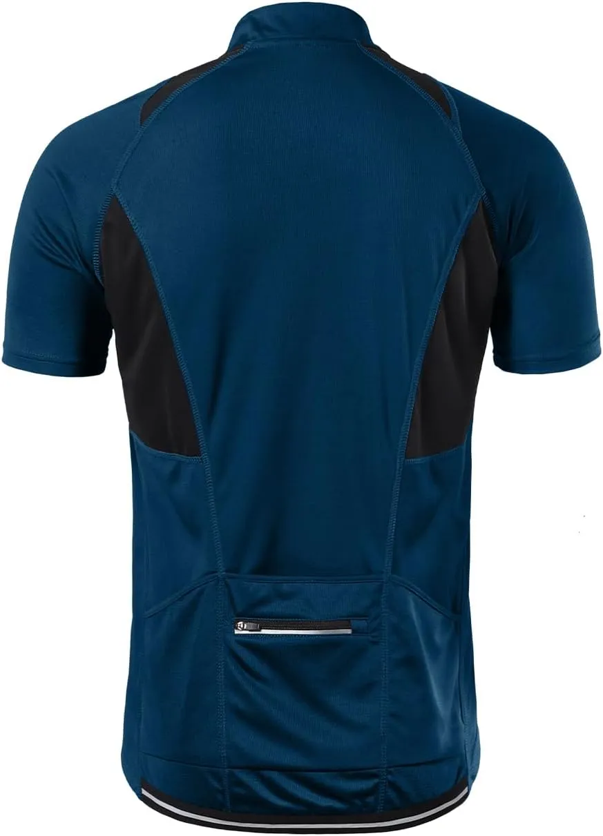 BERGRISAR Men's Half Zipper Cycling Jersey Short Sleeves Bike Bicycle Shirts with Zipper Pocket Quick-Dry Breathable BG060