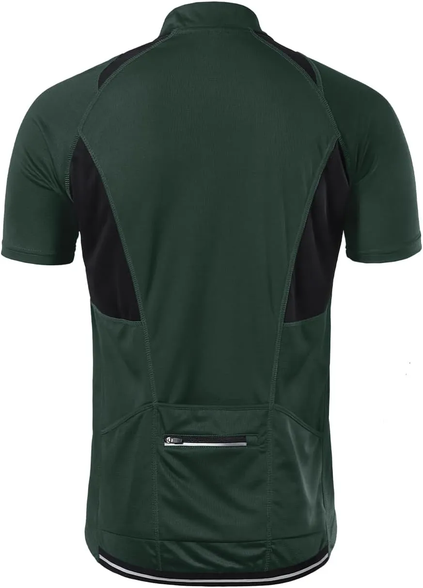 BERGRISAR Men's Half Zipper Cycling Jersey Short Sleeves Bike Bicycle Shirts with Zipper Pocket Quick-Dry Breathable BG060