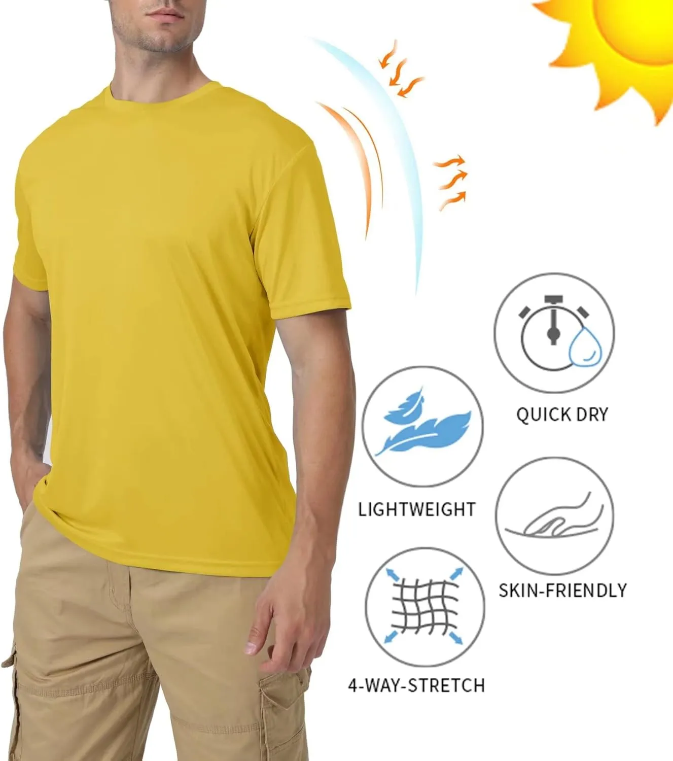 BIYLACLESEN Men's Sun Protection Short Sleeve T-Shirt UPF 50  Breathable Quick-Dry Performance Shirts Athletic Runing Top