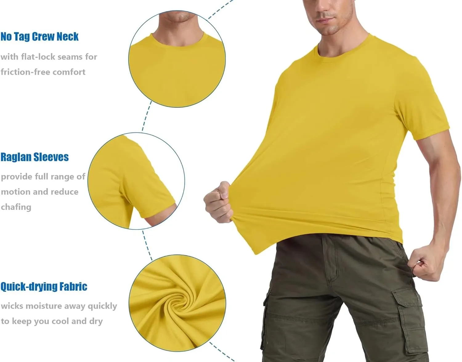 BIYLACLESEN Men's Sun Protection Short Sleeve T-Shirt UPF 50  Breathable Quick-Dry Performance Shirts Athletic Runing Top