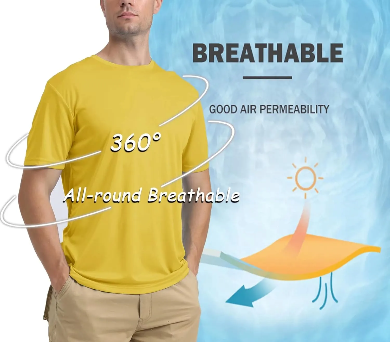 BIYLACLESEN Men's Sun Protection Short Sleeve T-Shirt UPF 50  Breathable Quick-Dry Performance Shirts Athletic Runing Top