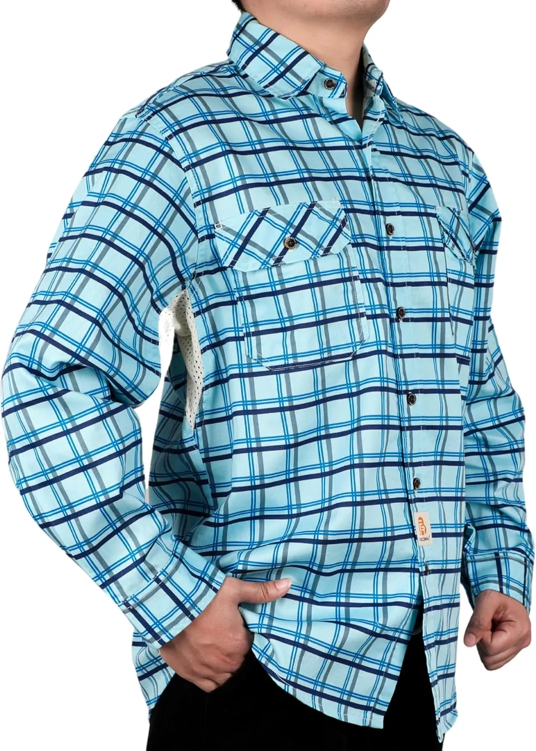 BOCOMAL FR Shirt for Summer Lightweight Vented Mesh Back and Underarm Breathable Flame Resistant Welding Button Down Shirts