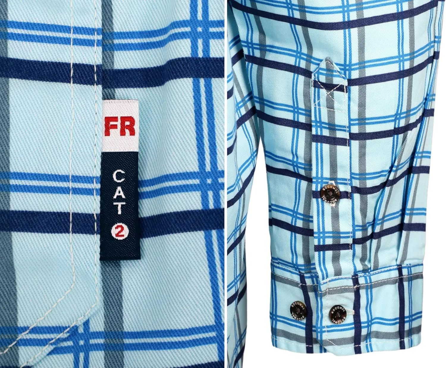 BOCOMAL FR Shirt for Summer Lightweight Vented Mesh Back and Underarm Breathable Flame Resistant Welding Button Down Shirts