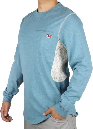 BOCOMAL FR Shirts for Summer Breathable Vented Design 6oz Heather Jersey Flame Resistant Long Sleeve Crew T Shirt