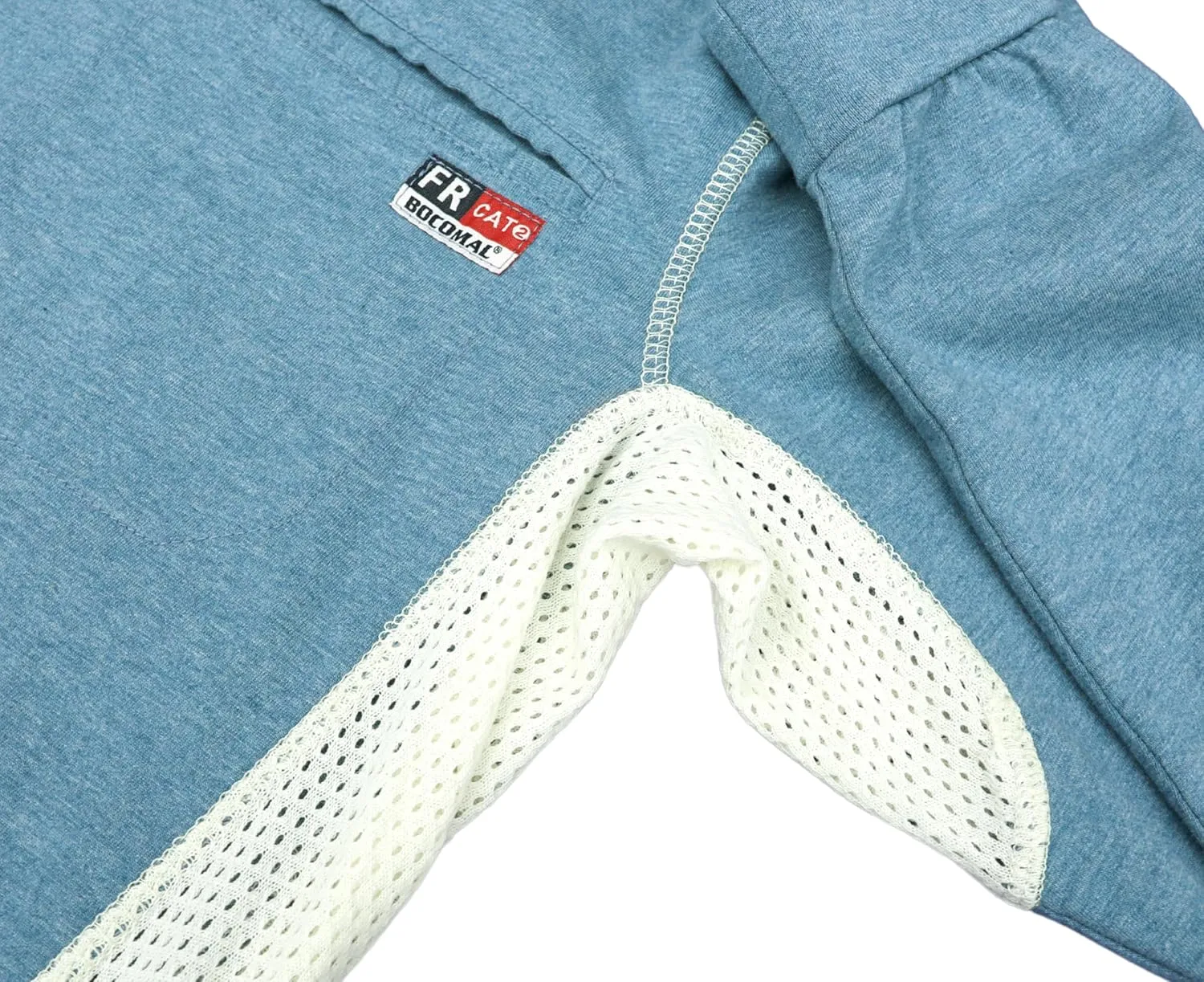 BOCOMAL FR Shirts for Summer Breathable Vented Design 6oz Heather Jersey Flame Resistant Long Sleeve Crew T Shirt