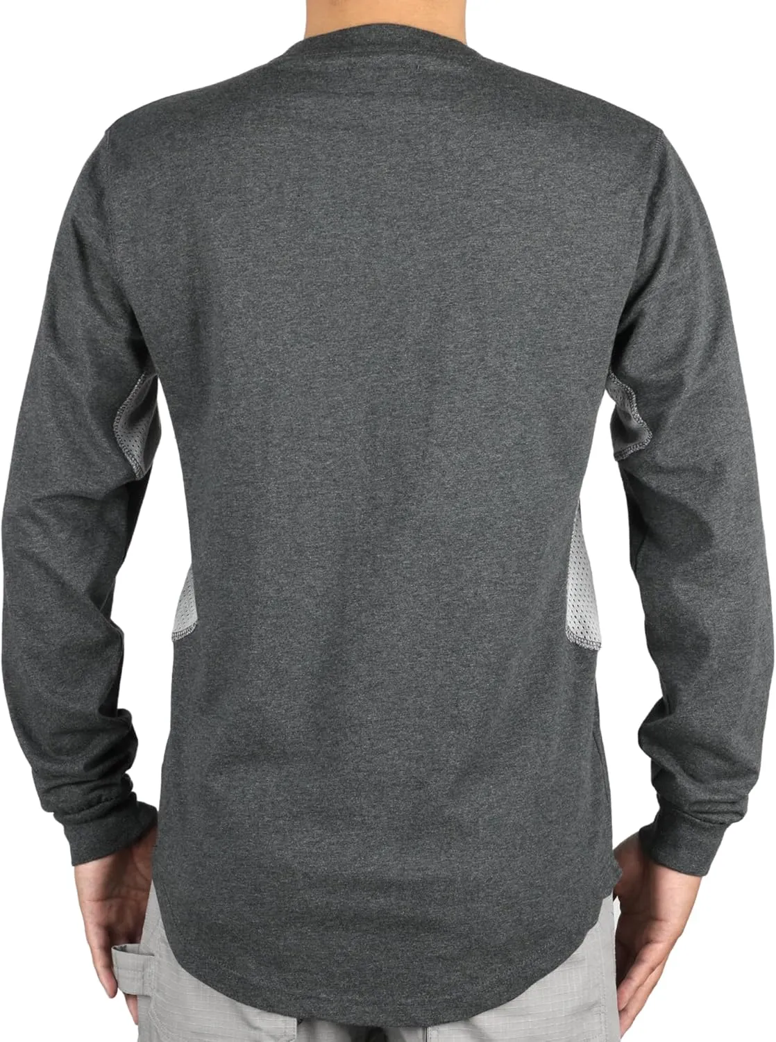 BOCOMAL FR Shirts for Summer Breathable Vented Design 6oz Heather Jersey Flame Resistant Long Sleeve Crew T Shirt