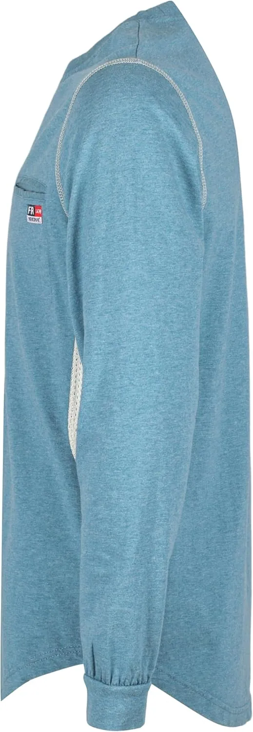 BOCOMAL FR Shirts for Summer Breathable Vented Design 6oz Heather Jersey Flame Resistant Long Sleeve Crew T Shirt