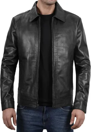 Brown Leather Jacket Men - Black Real Lambskin Mens Leather Jacket