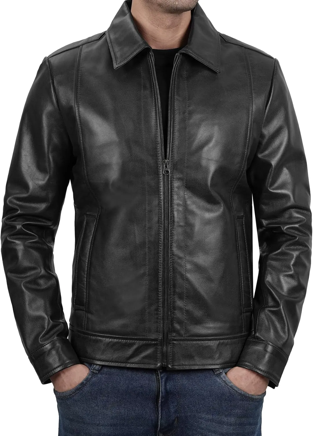 Brown Leather Jacket Men - Black Real Lambskin Mens Leather Jacket