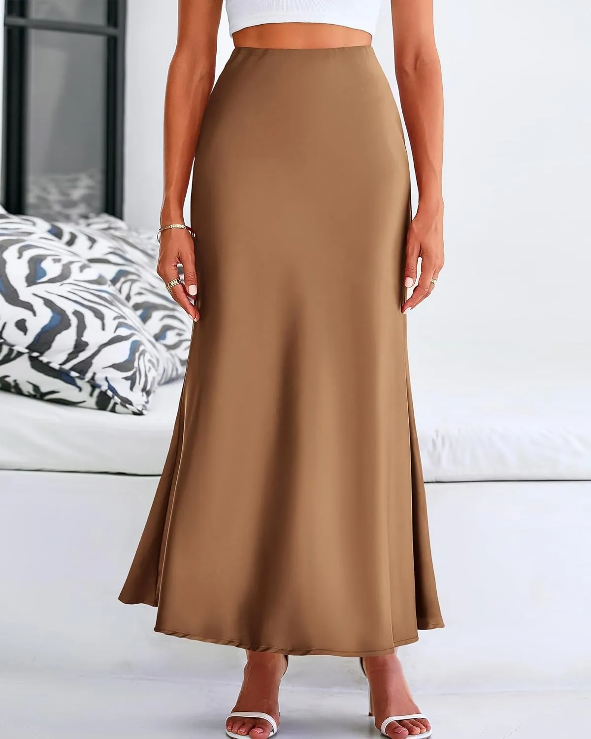 BTFBM Womens Summer Fall Skirt 2025 Silk Elegant High Waist Cocktail Party Wedding Mermaid Satin Maxi Skirts
