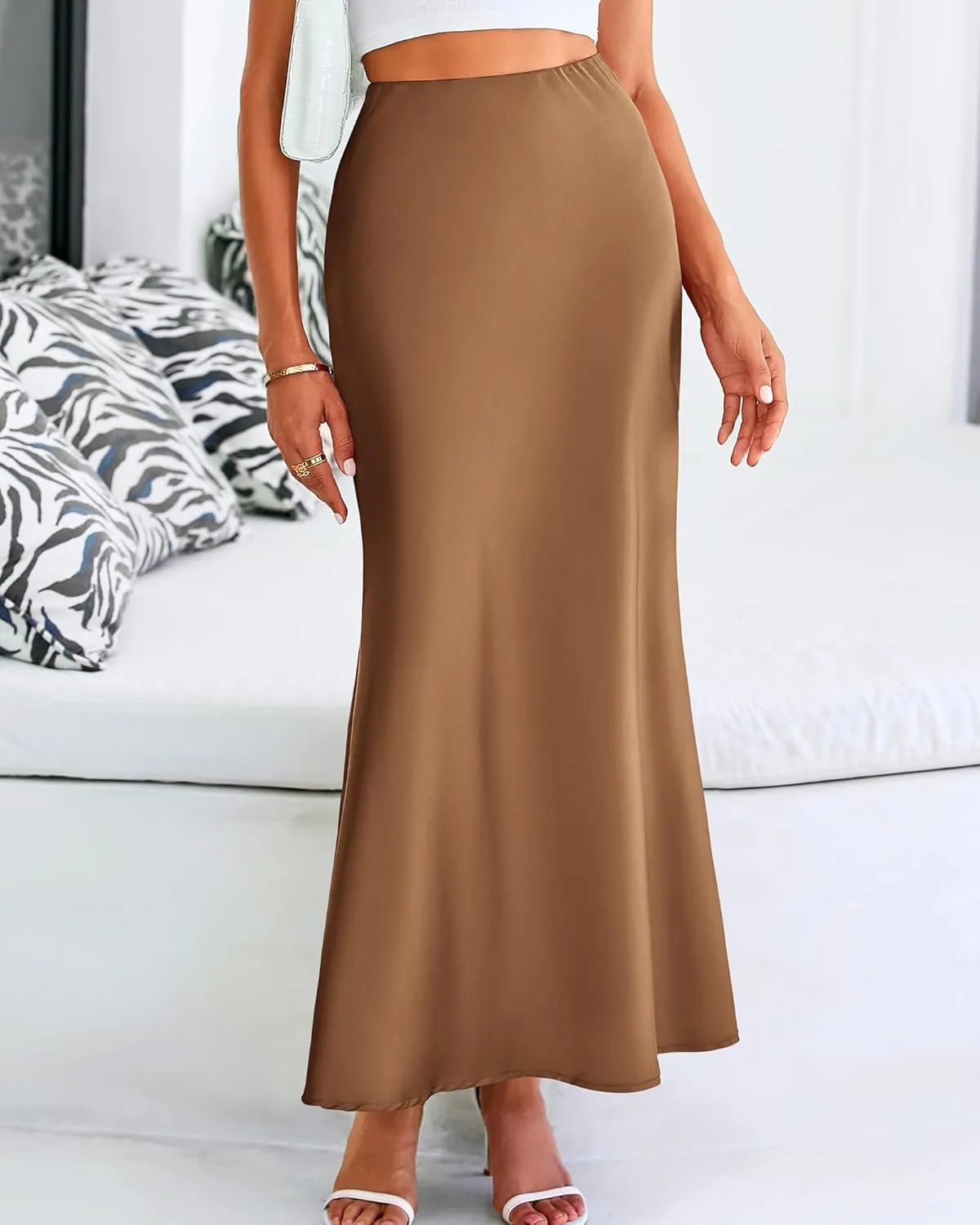BTFBM Womens Summer Fall Skirt 2025 Silk Elegant High Waist Cocktail Party Wedding Mermaid Satin Maxi Skirts
