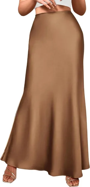 BTFBM Womens Summer Fall Skirt 2025 Silk Elegant High Waist Cocktail Party Wedding Mermaid Satin Maxi Skirts